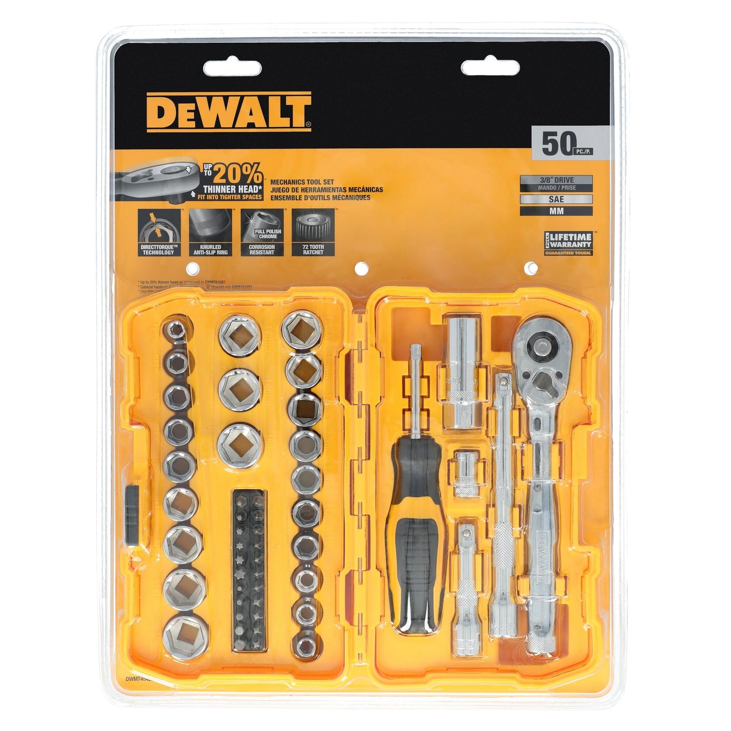 DEWALT Mechanics Tool Set, 3/8" Drive, 50 Piece (DWMT45423)