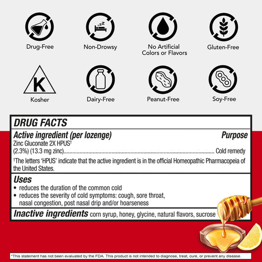 Cold-Eeze Soft-Center Lozenges, Natural Liquid Honey Lemon Flavor, Reduces Duration of The Common Cold, Relieves Sore Throat, Cough, Nasal Congestion & Post Nasal Drip, 25 Count