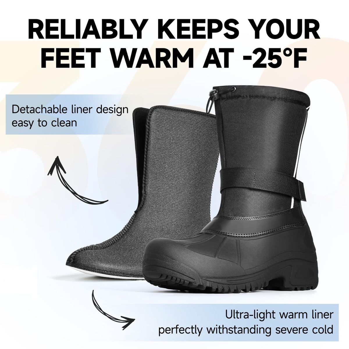 Furuian Insulated Snow Boots for Men Waterproof Winter Boots for Men Outdoor Non Slip Hiking Snow Duck Boot Mens Winter Duck Boot with an Insulated Inner Liner