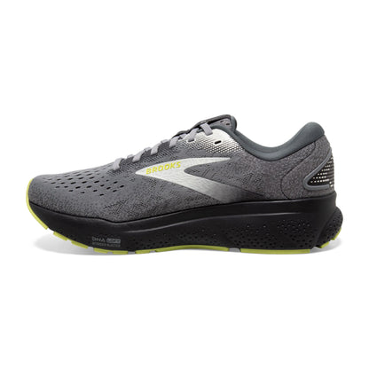 Brooks Men’s Ghost 16 Neutral Running Shoe - Primer/Grey/Lime - 9 Medium