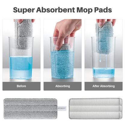 JOYMOOP Mop and Bucket with Wringer Set, Hands Free Flat Floor Mop and Bucket, with 3 Washable Microfiber Pads, Wet and Dry Use, Floor Cleaning System