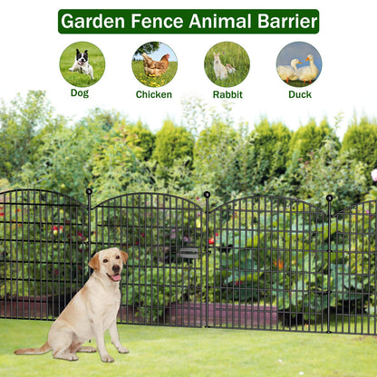 15 Panels Decorative Garden Fence with Gate - 32 in (H) x 35.4 ft (L) No Dig Dog Fence Outdoor for Yard, Rustproof Tall Garden Fencecing Panels, Animal Barrier Suitable for Yard Border, Patio