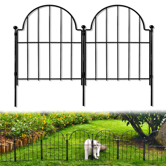 Blingluck Garden Fence, 22 in(H) x 130 in(L) Arched Rustproof Metal No Dig Fence Garden Fence Border, Ground Stake Animal Barrier Fence for Rabbit Dog, Outdoor Decor for Yard & Patio