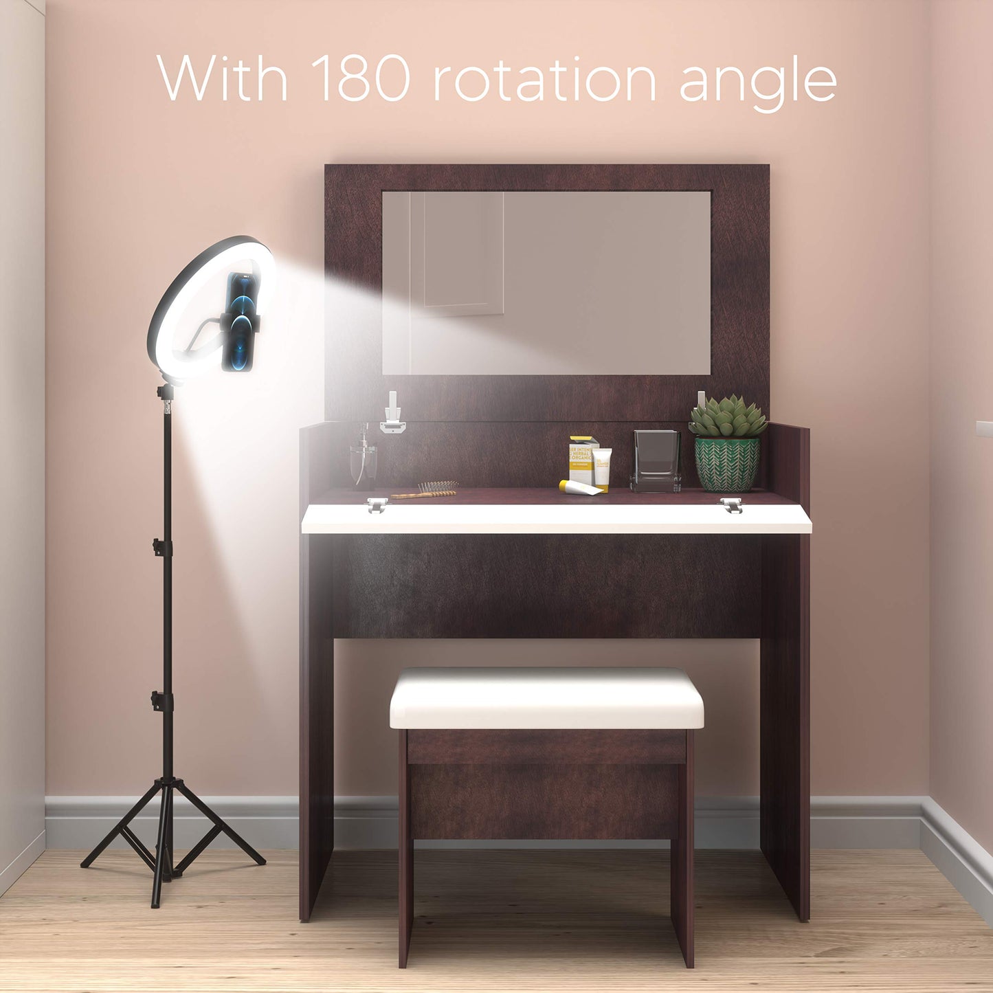 TalkWorks 10'' Selfie Ring Light with Phone Holder Tripod Stand - 3 Color Modes, USB Powered, Black