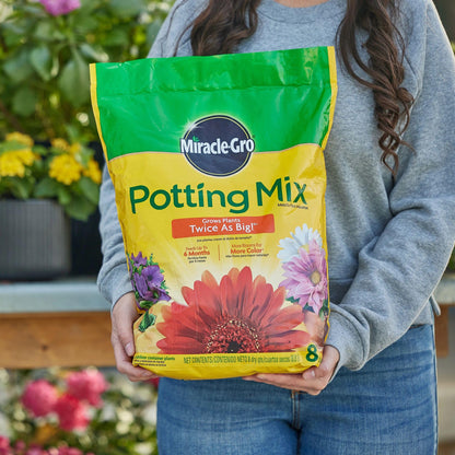Miracle-Gro Potting Mix, For Container Plants, Flowers, Vegetables, Shrubs, Annuals, Perennials, Feeds up to 6 Months, 8 qt., 2-Pack