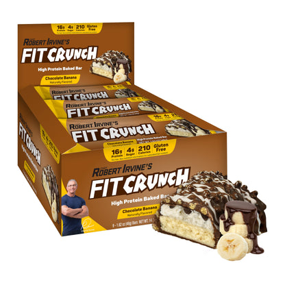 FITCRUNCH Snack Size Protein Bars, 6-Layer Baked Bar, 4g of Sugar, Gluten Free & Soft Cake Core (9 Bars, Chocolate Banana)