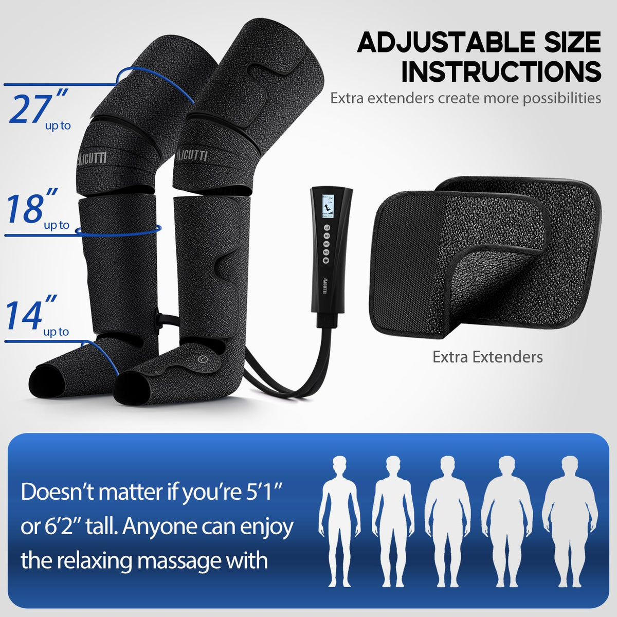 AICUTTI Air Compression Leg Massager with Heat - Circulation Booster for Foot, Calf, Knee & Thigh Pain Relief - Gifts for Women, Men, Dad, & Mom for Mother's Day, Father's Day, Birthdays & Christmas