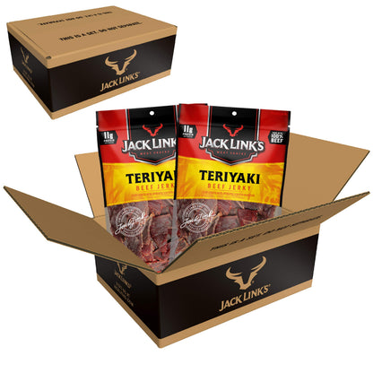 Jack Link's Beef Jerky, Teriyaki, Large Jerky Bags – Flavorful Meat Snacks, Ready to Eat Protein Snacks with 11g of Protein, Made with 100% Beef, Keto, Paleo & Carnivore Diet Ready – 9 Oz. (Pack of 2)