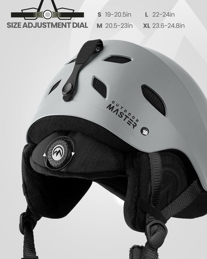 OutdoorMaster Kelvin Ski Helmet - Snowboard Helmet for Men, Women & Youth (Gray,M)