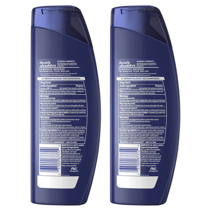 Head & Shoulders Anti-Dandruff Shampoo with 1% Selenium Sulfide, Clinical Strength Intensive Itch Relief Twin Pack, Seborrheic Dermatitis Relief, Itch Relief, 13.5 fl oz Each