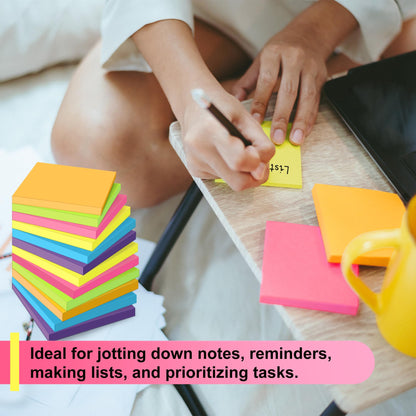 OHOME Sticky Notes - 12 Pads, 3”x3” - Colorful Self-Stick Post Notes Bulk - Office Desk Accessories | Teacher Classroom Must Haves,Aesthetic School Supplies for Home,Stocking Stuffers for Women