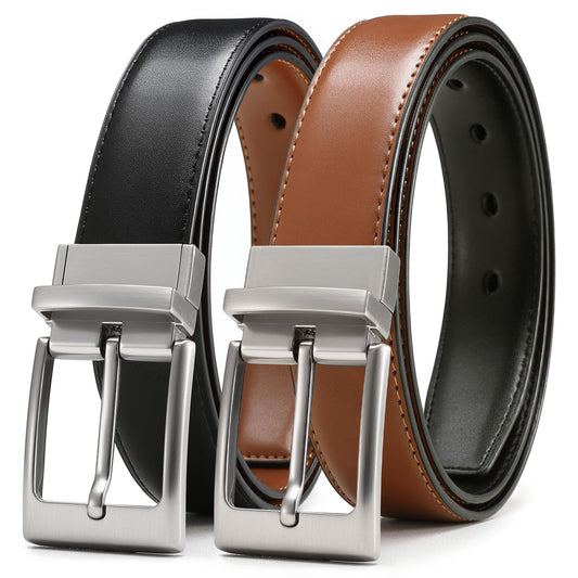 CHAOREN Reversible Belt Men 1 Piece - 1.25" Leather Dress Belt - Trim to Fit for Elegant Style