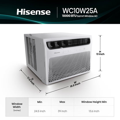 Hisense WC10W25A Window Air Conditioner, 10,000 BTU, White