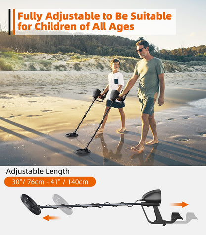 DetectTrek Metal Detector for Kids, 8" Waterproof Metal Detector Kit with Sand Sifter Scoop, Lightweight Gold Detector with DISC Modes & Adjustable Stem for Beach & Backyard Treasure Hunting, MD-4070