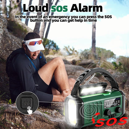 QAUYYW Hand Crank Emergency Radio,37000mWhSolar Powered Hand Crank Portable NOAA AM FM Weather Radio with 3Mode Flashlight and Reading Light,Cell Phone Charger,Home and Emergency Distress Signal