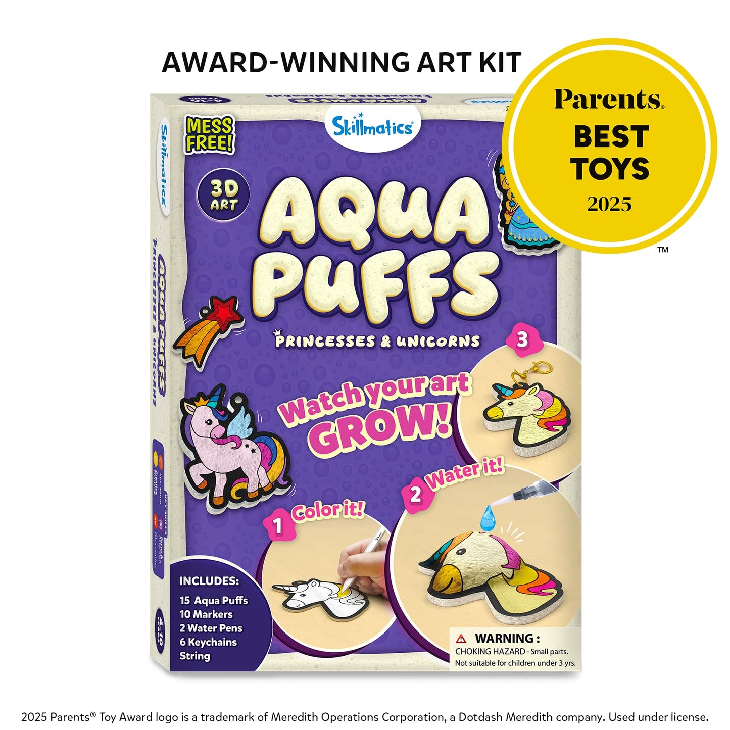 Skillmatics Aqua Puffs - 3D Art Kit, Princesses & Unicorns, Easter Basket Stuffers, Mess-Free Paint by Number Craft, DIY & Inflate Activity, Creative Gift for Girls & Boys Ages 4, 5, 6, 7, 8, 9, 10