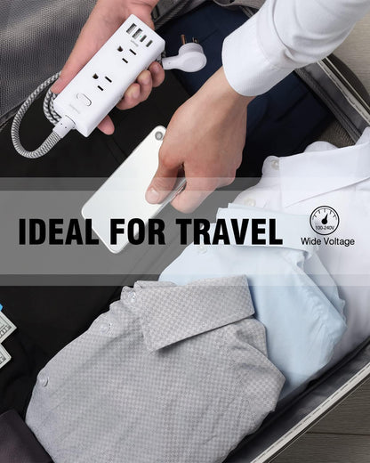 Power Strip Surge Protector - One Beat 6 Widely Outlets with 4 USB Ports (2 USB C), 5 Ft Extension Cord Flat Plug, Wall Mount Outlet Extender Small Power Strip for Travel Home Office College Dorm Room