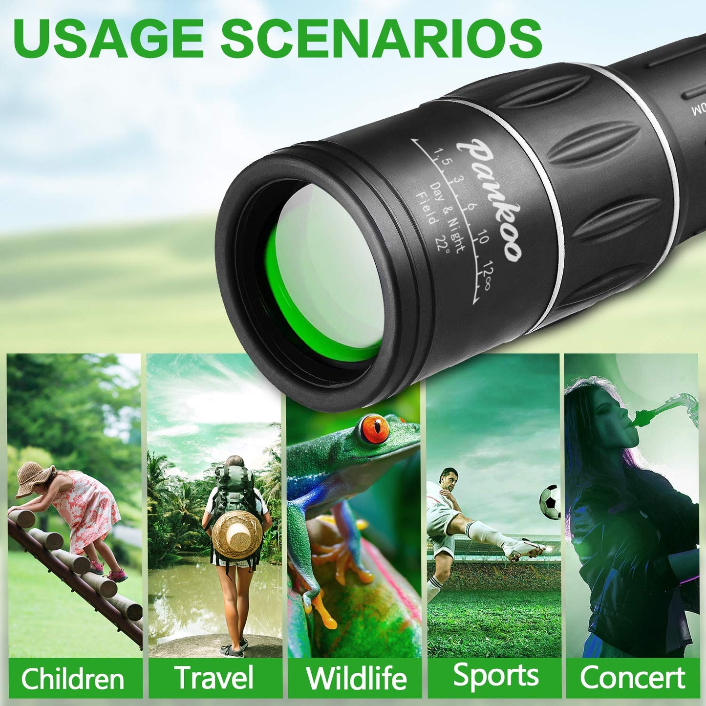 16X52 High Definition Monocular Telescope - Powerful Compact Monoculars for Adults and, Ideal for Bird Watching, Hiking, Concerts, and Travel
