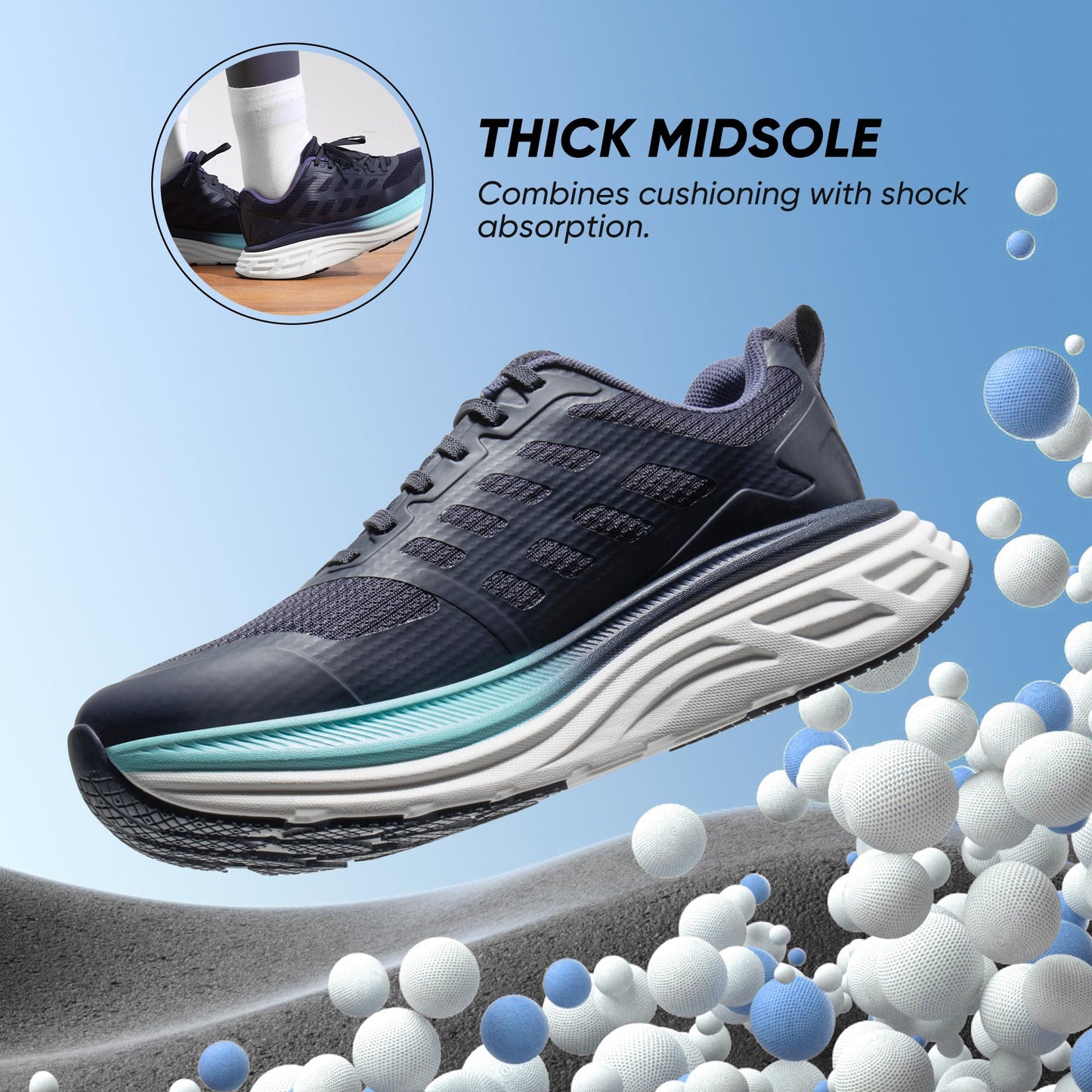 NORTIV 8 Women's Walking Shoes Cushion Running Tennis Shoes ActiveFloat Non-Slip Comfortable Breathable Workout Gym Sports Athletic Fashion Sneakers,Size 6,Blue,SNWS245W