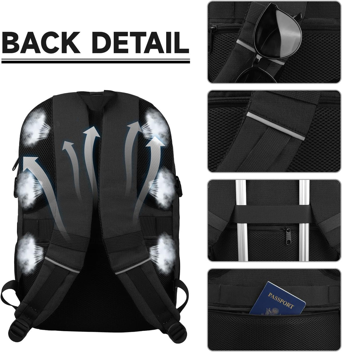 Lapsouno Laptop Backpack, Travel Laptop Backpack, Business Anti Theft Slim Sturdy 15.6 Inch TSA Friendly with USB Port, Water Resistant College School Computer Bag Gifts for Men Women, Black