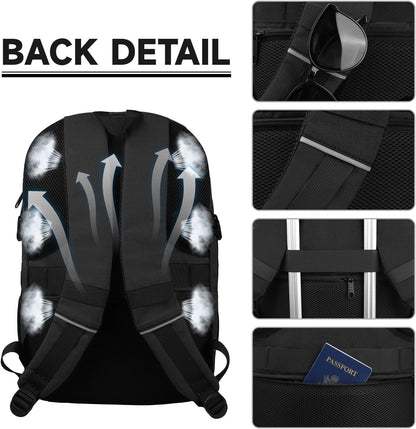 Lapsouno Laptop Backpack, Travel Laptop Backpack, Business Anti Theft Slim Sturdy 15.6 Inch TSA Friendly with USB Port, Water Resistant College School Computer Bag Gifts for Men Women, Black
