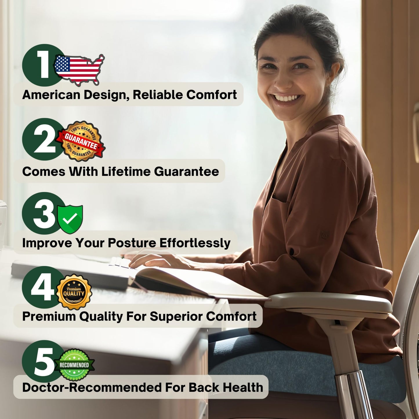 X Large Seat Cushions for Office Chairs– Pressure Relief Seat Cushion for Tailbone Pain, Back Pain, Coccyx & Sciatica Pain Relief Pillow – Office Chair Cushion with Extra Cover(Gray)