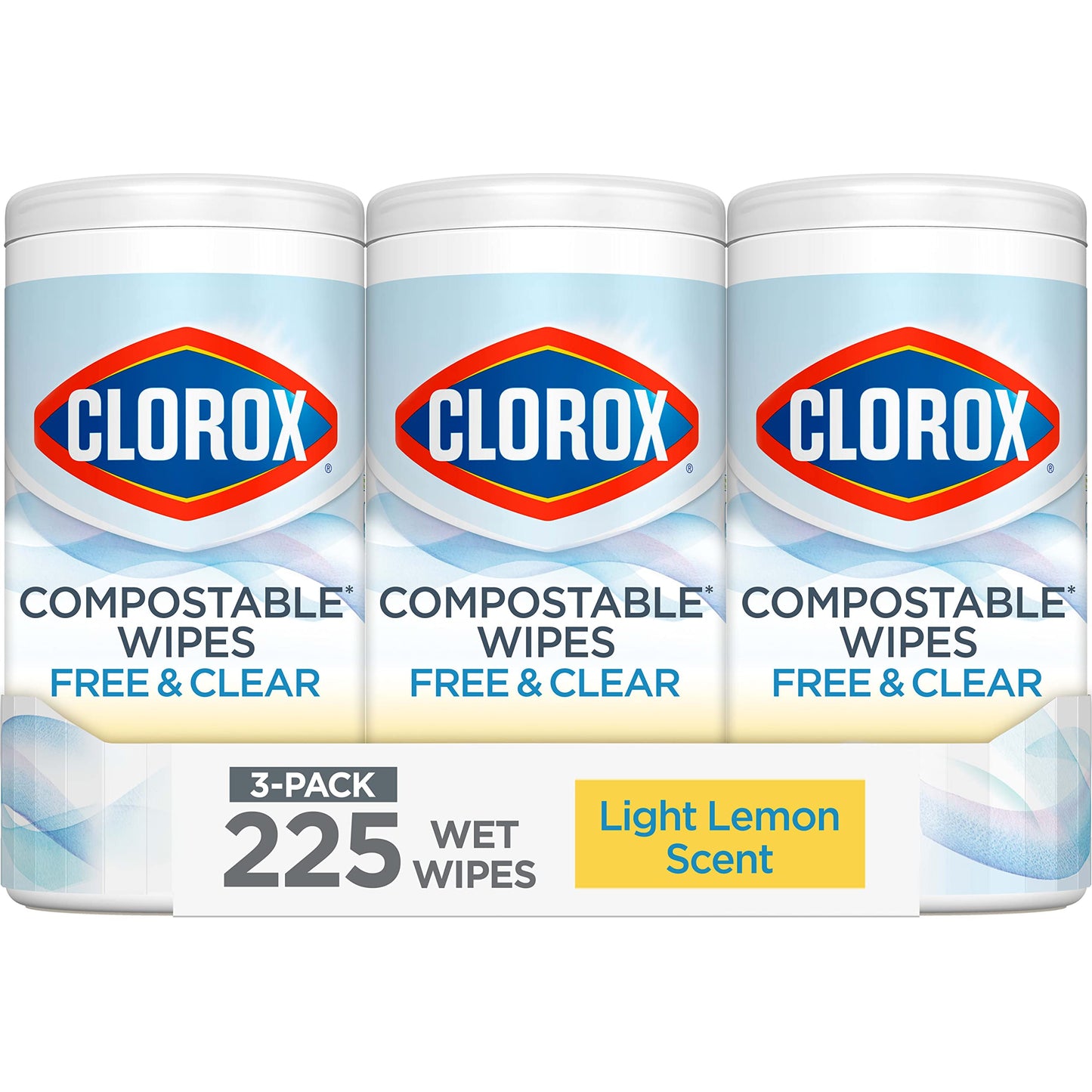 Clorox Free & Clear Cleaning Wipes, Light Lemon Scent, 75 Count, Pack of 3 (Pack May Vary)