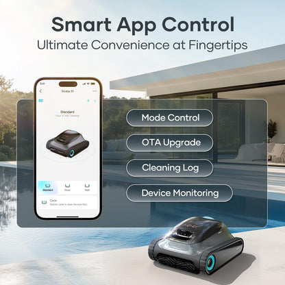 (2025 Upgrade) Aiper Scuba S1 Robotic Pool Cleaner, Wall & Waterline Cleaning, Double Filtration, Extended 180-Min Battery Life, Smart Navigation, App Support, OTA Upgrade