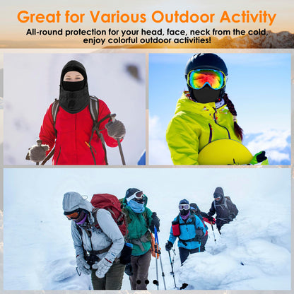 Balaclava Ski Mask Fleece Lining Windproof Warm Adjustable Thermal Winter Cold Weather Face Mask for Men Women White