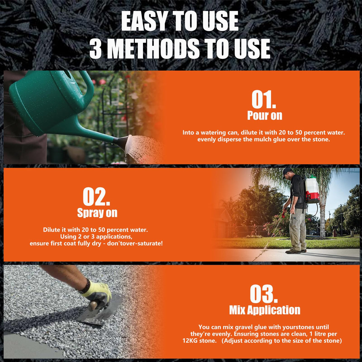 Mulch Glue for Landscaping, 1Gallon Rock Glue, Fast-Dry No-Toxic Long-Lasting, Strong Pebble Binder, Pea Gravel Binder for Garden, Pine Straw for Outdoor, Mulch Lock and Pea Gravel Stabilizer