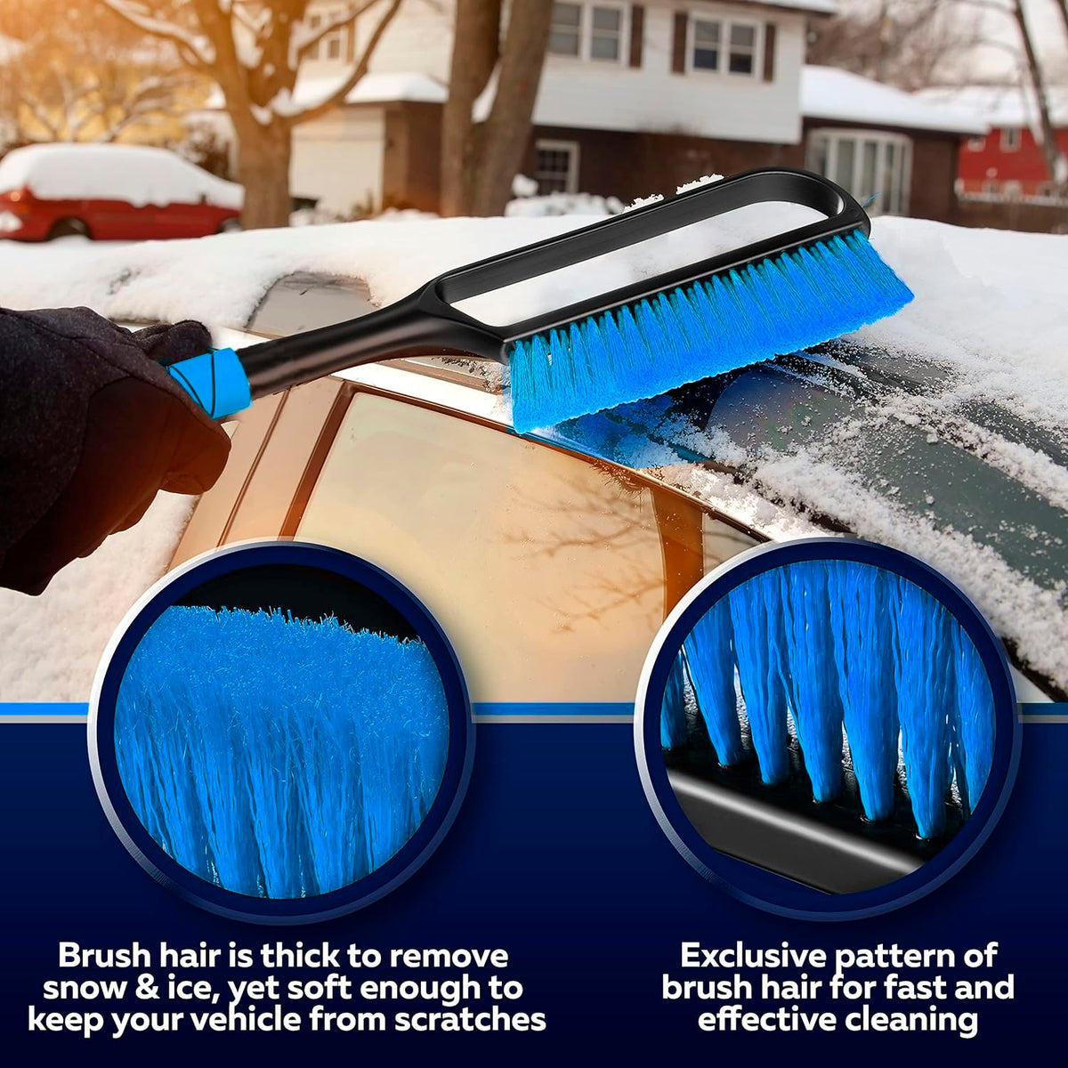 34.5" Snow Brush & Ice Scrapers for Car Windshield with Foam Grip for Cars Extendable, SUV, Trucks - Detachable Сar Scraper - No Scratch - Heavy Duty Handle, Snow Broom, Remover, Easy Scraper, Blue