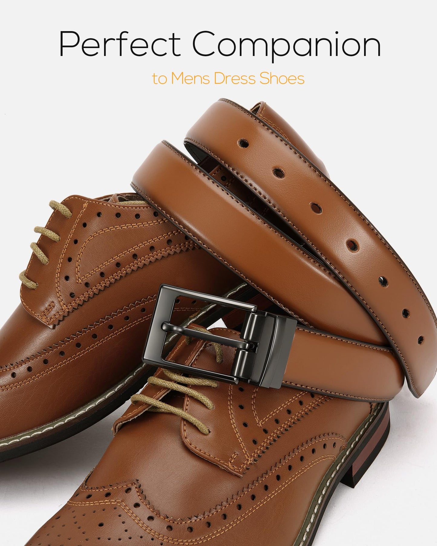 CHAOREN Reversible Belt Men 1 Piece - 1.25" Leather Dress Belt - Trim to Fit for Elegant Style