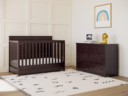 Graco Hadley 5-in-1 Convertible Crib with Drawer (Espresso) – GREENGUARD Gold Certified, Fits Standard Crib Mattress, Converts to Toddler Bed, Daybed and Full Bed, 4 Adjustable Mattress Heights