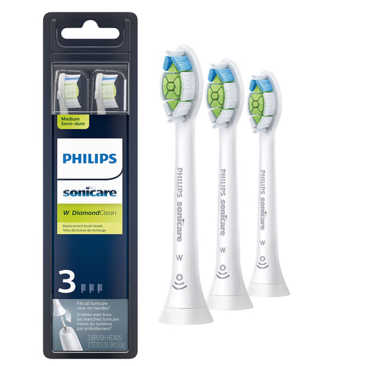 Philips Sonicare Genuine W DiamondClean Replacement Toothbrush Heads, 3 Brush Heads, White, HX6063/65