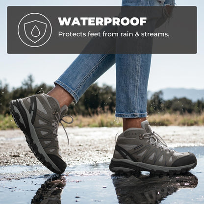 NORTIV 8 Women's Waterproof Hiking Boots Outdoor Trekking Camping Trail Hiking Boots Size 9.5 M US SNHB211W, LIGHT GREY