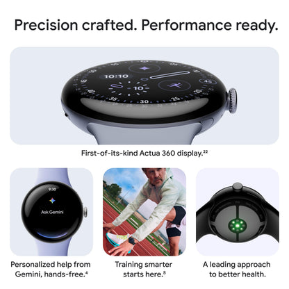 Google Pixel Watch 4 (41mm) - Android Smartwatch with Heart Rate and Sleep Tracking - 30-Hour Battery - Fitness Tracking - Google AI - Polished Silver Aluminum Case - Porcelain Active Band - Wi-Fi