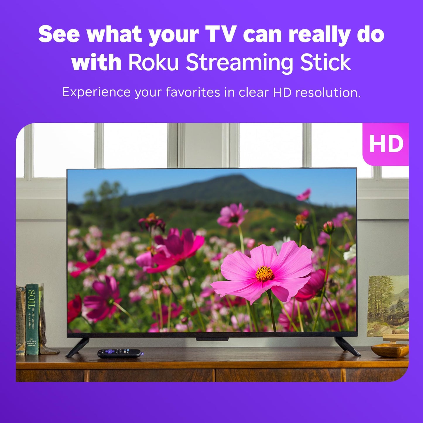Roku Streaming Stick HD 2025 — HD Streaming Device for TV with Roku Voice Remote, Free & Live TV