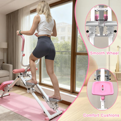 KINMAC 2 in 1 Stair Stepper & Ab Workout Machine - Multi-Function Trainer-Upgrade High-Efficiency Stairmaster & Ab Trainer Machine Full-Body Exercise Equipment for Home Gym Exercise -White Pink