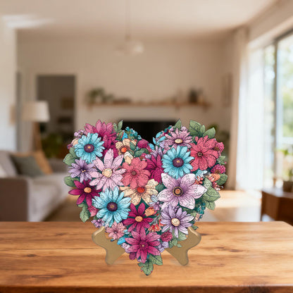 Ruikiyart Valentines Puzzle, Flower Puzzle for Adults 500 Pieces, Heart Flower Wood Jigsaw Puzzles, Wooden Puzzles for Adults Great Valentines Gift for Family Games Adult Home Decoration (17.3"*16.4")