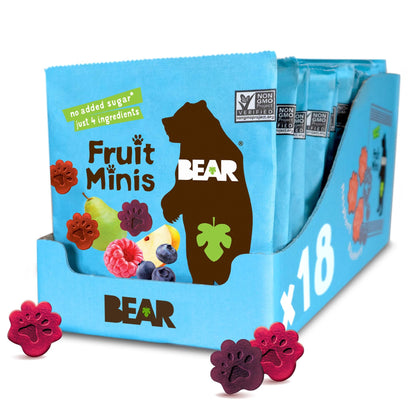 Bear Real Fruit Snack Minis, Raspberry/Blueberry