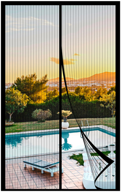 METAONLY Magnetic Screen Door Mesh 38" x 82" - Fits 36" x 80" Door Size, Works for Patio, Sliding Door, Keeps Bug Mosquito Out, Fresh Air Flow, Black