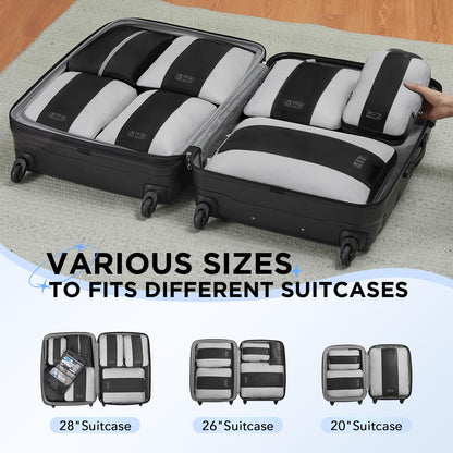 10 Set Compression Packing Cubes for Travel Essentials,Compressible Expandable Packing Cubes for Suitcase,OlarHike Luggage Organizer Bags for Travel,Handy Helper for Organizing Clothes(Black)