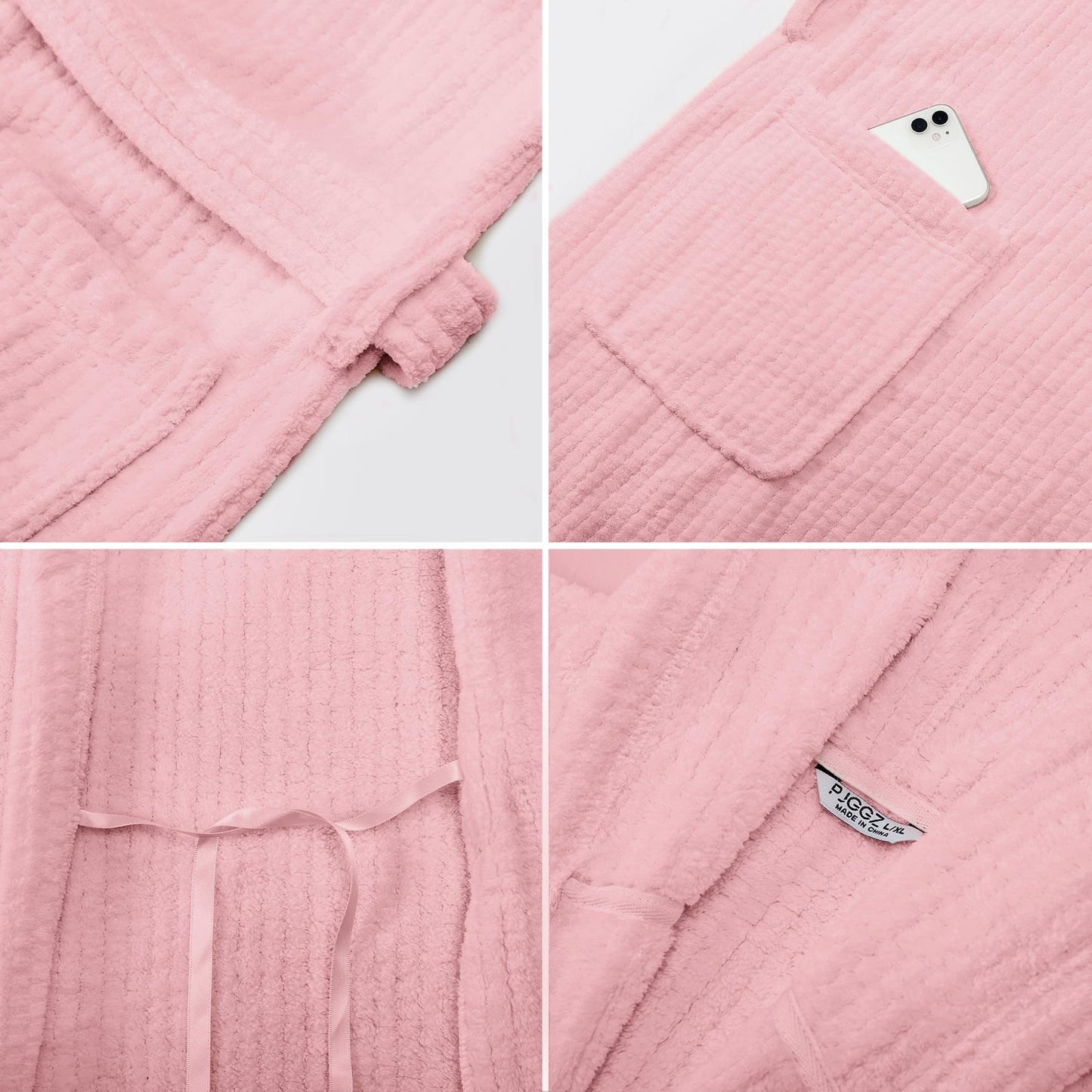PJGGZ Hooded Bathrobes for Women, Soft Long Towel Robes for Women - Quick Dry yet Warm(Light Pink, L/XL)