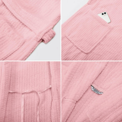 PJGGZ Hooded Bathrobes for Women, Soft Long Towel Robes for Women - Quick Dry yet Warm(Light Pink, L/XL)