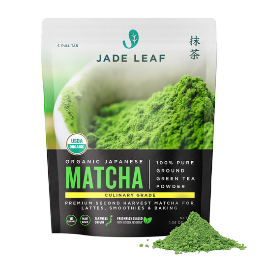 Jade Leaf Matcha Organic Premium Ceremonial Grade Matcha Green Tea Powder - Japanese - Culinary, Ingredient, Ceremonial Barista Teahouse, Latte, Collagen, 1.06 Ounce (Pack of 1), Culinary