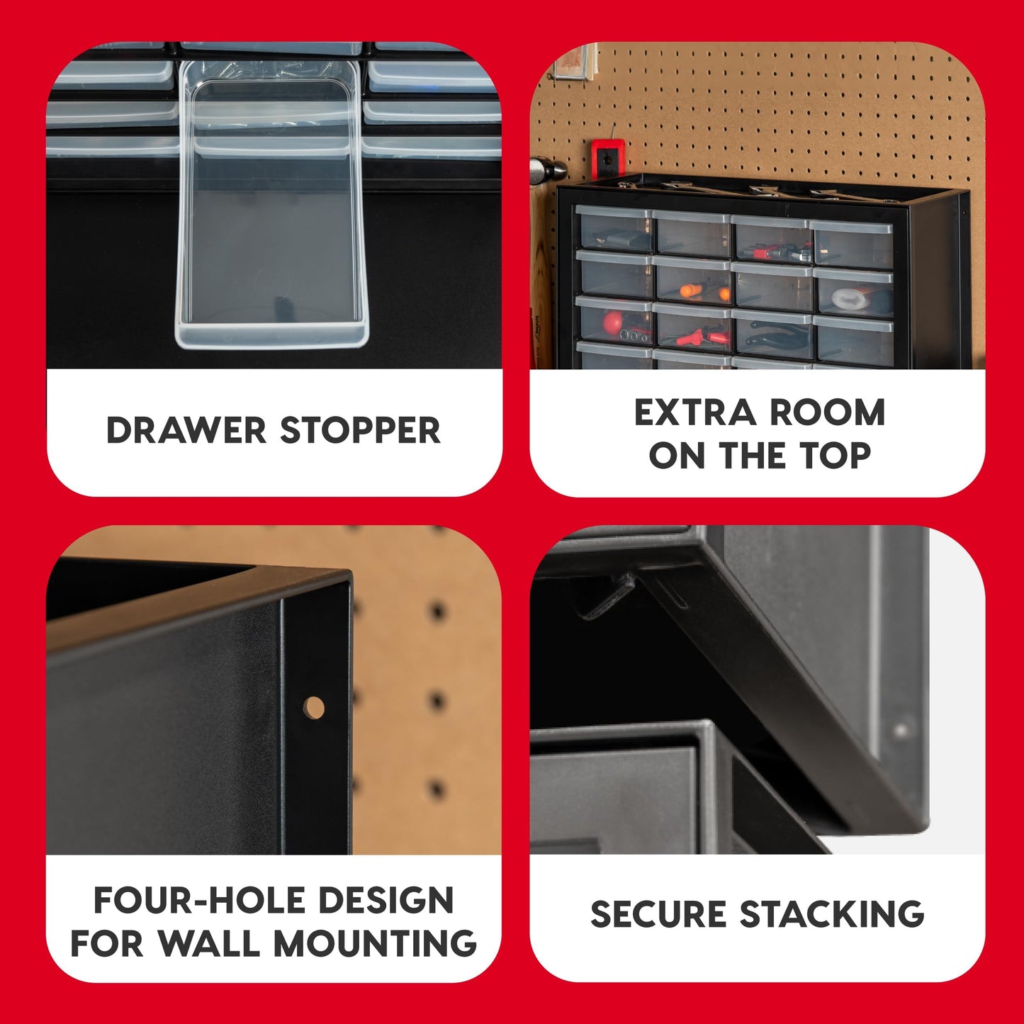 IRIS USA Plastic Drawer Storage Organizer, 24-Drawer Teacher Toolbox Bead Small Parts Organizer Cabinet for Hardware Crafts Nuts Bolts Tools Sticker Home Business Scrapbook Art Hobby Garage - Black