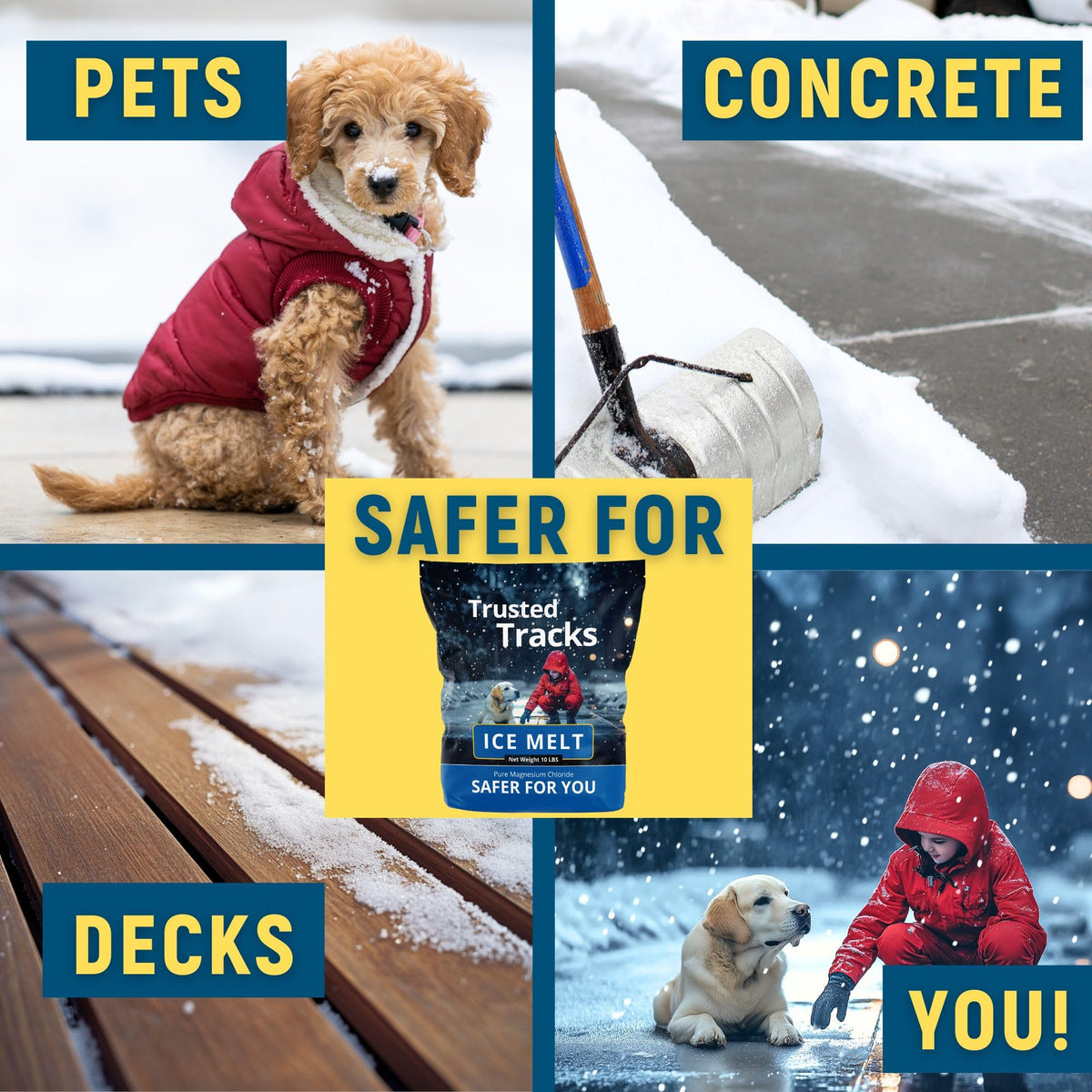 FIREKI Ice Melt, Pet Safe Ice Melt, 10 LBS Premium Snow Melter, Pure Magnesium Chloride, Safer for Pets, Concrete, Effective to -35 F, 10 lb
