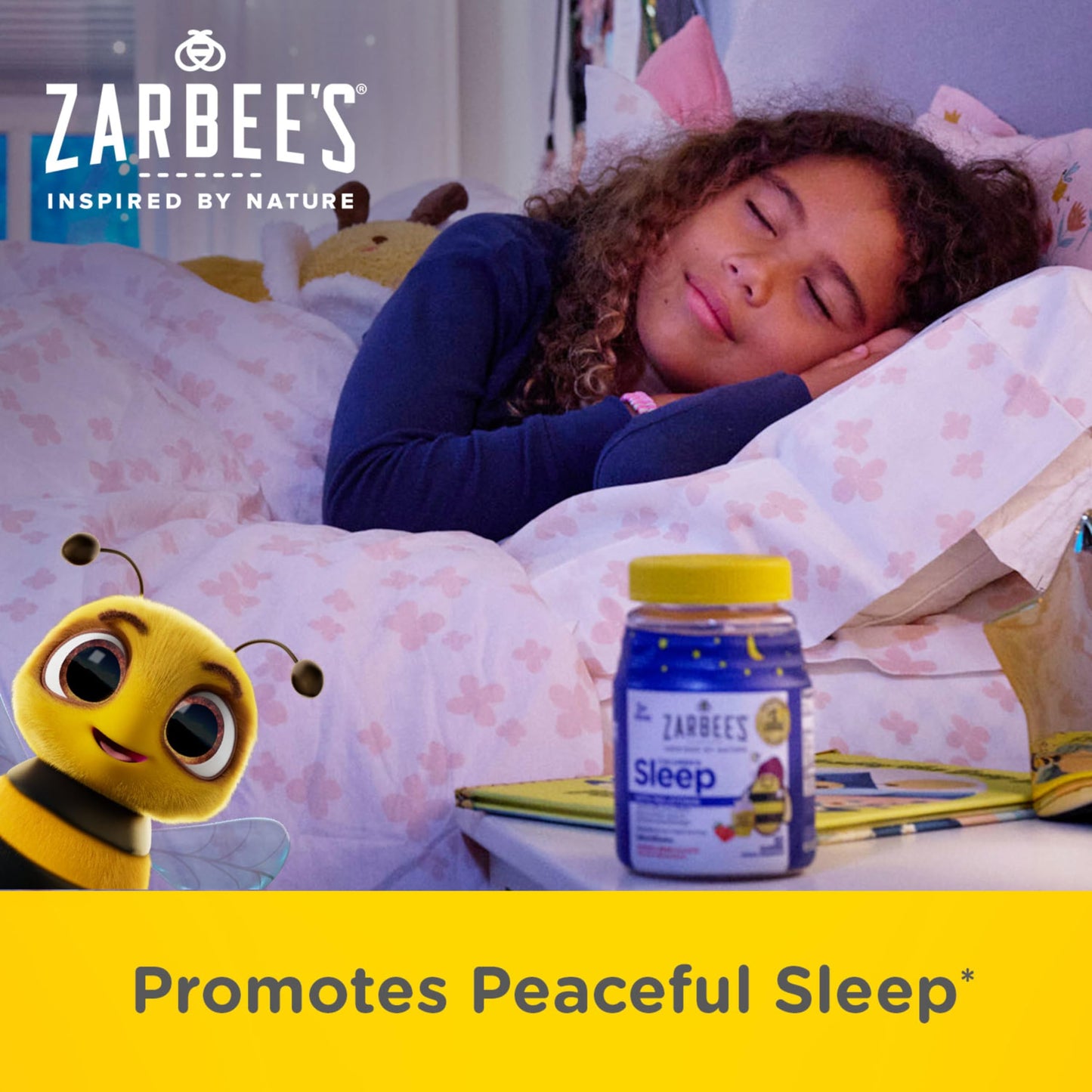 Zarbee's Children's Sleep Gummies with Melatonin, Non-Habit Forming Children's Sleep Gummies Work with Natural Sleep Cycles to Promote Peaceful Sleep, Drug-Free, Natural Strawberry, 60 ct