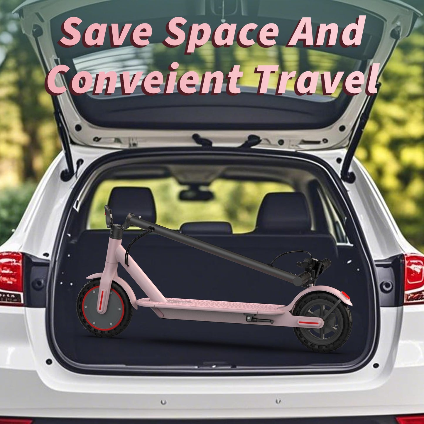 Roinside Electric Scooter - 8.5" Solid Tires, 350W Motor, Up to 19 MPH and 15 Miles Long-Range Commuting Foldable Scooter for Adults with Dual Braking System and Smart App, Pink