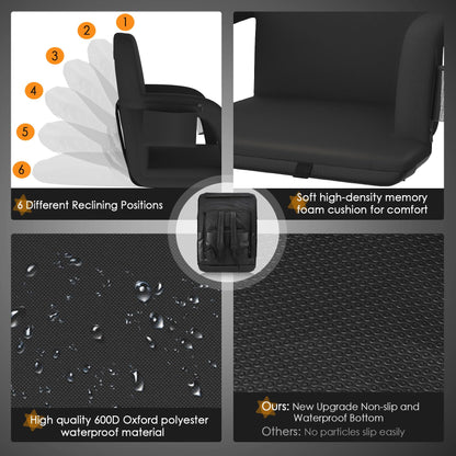 HOPERAN 2pcs Double Heated Stadium Seats for Bleachers with Back Support 25" Wide Cushion, Extra Portable Bleacher Seat Foldable Stadium Chair, USB 3 Levels of Heat, 5 Pockets for Outdoor Games Sports